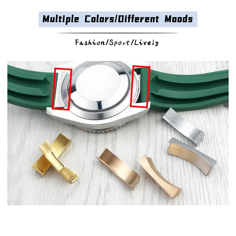 20mm 21mm Curved End Solid Metal Link Watch Strap Accessories for Rolex New Submariner Hulk Daytona GMT Master II Tools