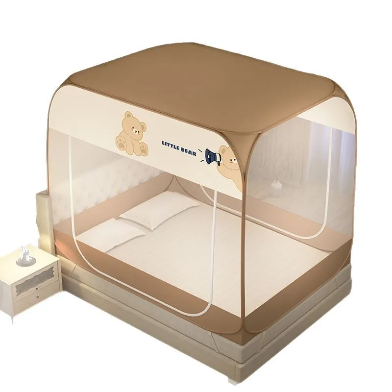 

No-Installation Encrypted Mongolian Yurt Mosquito Net, True Square Top, Dustproof Top, Foldable Home Bed