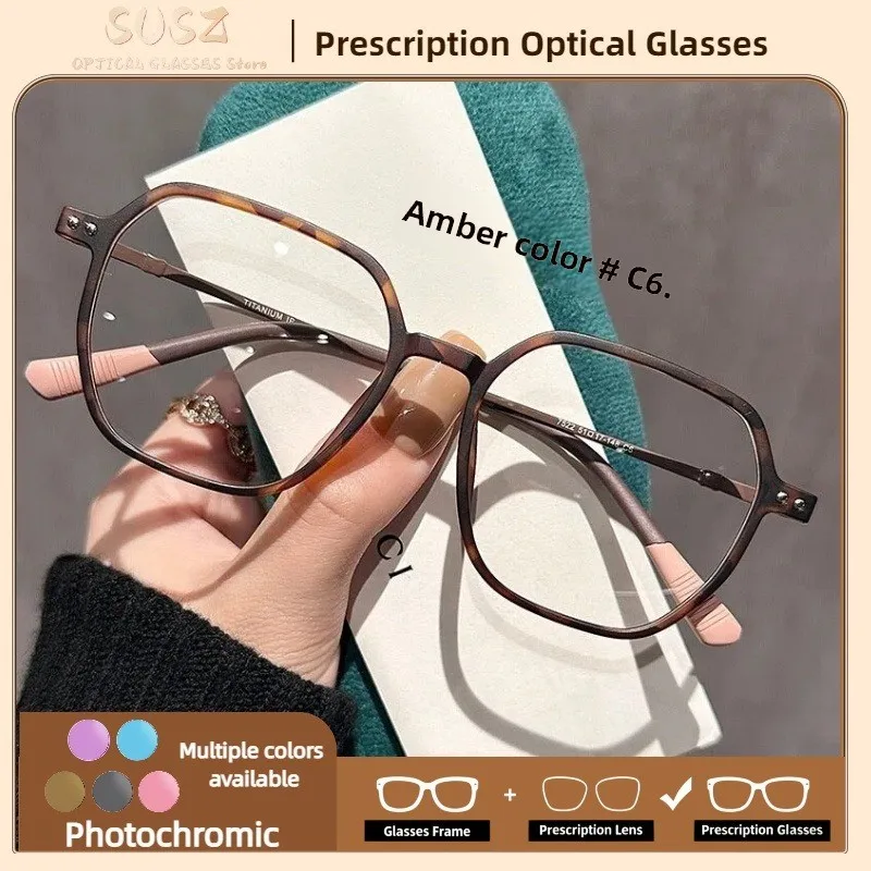 

SUSZ Reading Glasses High Quality Prescription Glasses Square Oversize Frame Myopia Glasses Blue Light Blocking Everyday Wear