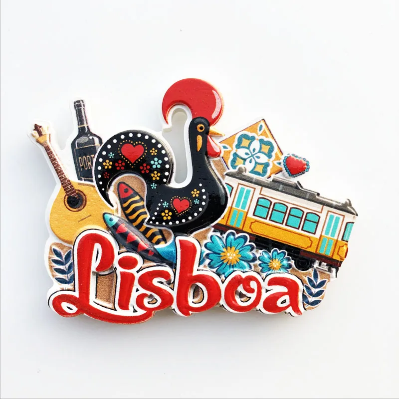 Stiker Kulkas Bepergian Lisbon Portugal Suvenir Turis Kreatif Dekorasi Rumah Magnet Kulkas Papan Pesan Stiker Magnet