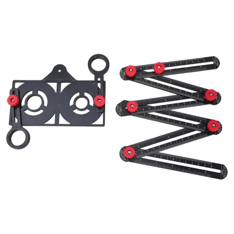 

652F Aluminum Alloy Multi-function 6/12 Fold Ruler Finder Universal Angler Ruler Metal Drill Guide Locator 6/12 Fold