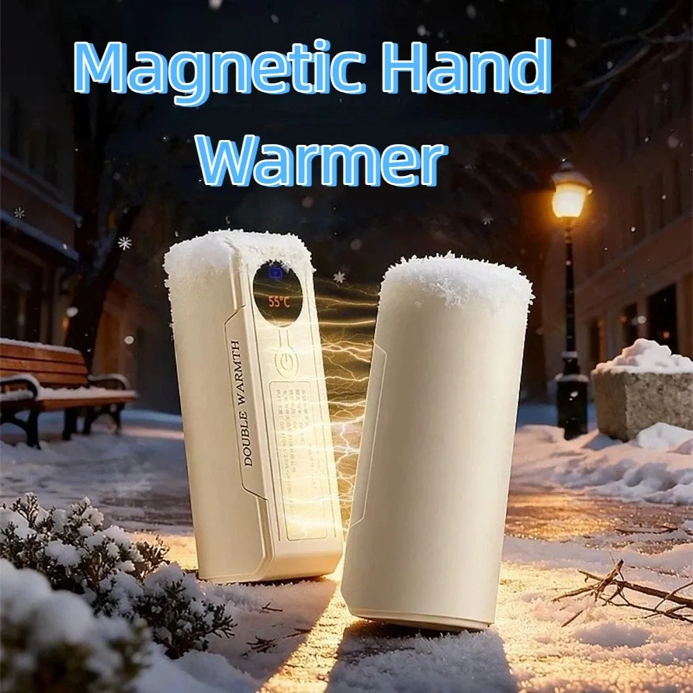 

2 in 1 Magnetic Hand Warmer Rechargeable Digital Display Portable Hand Warmer Double-Sided Heating Three Heat Settings