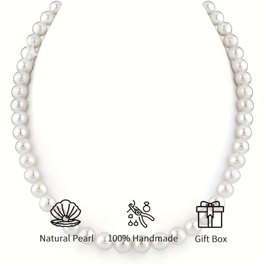 

MYSOYA 8-9mm AAAA Grade Freshwater Pearl Necklace Multiple Sizes Gift Box Perfect Gift For Wedding Birthday Christmas New Year