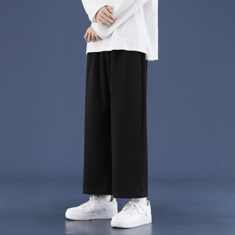 

Легкие летние брюки из ледяного шелка для мужчин: свободный крой, прямые широкие штанины, комфортные, из полиэфирного волокна, для активного образа жизни