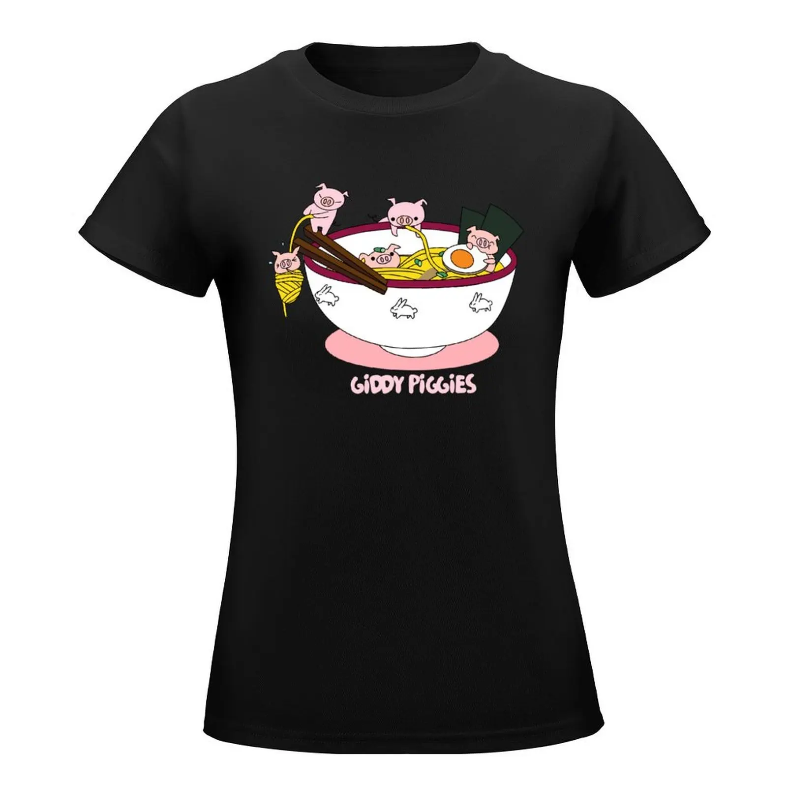 Giddy Piggies Ramen T-Shirt sublime shirts graphic tees plus size tops plain t-shirt dress for Women plus size