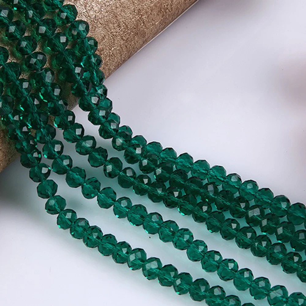 6 8 10mm 1Strand 5Strands Green Glass Faceted Crystal Style Bead Loose Spacer Round Beads Strand DIY for Jewelry MakingTMB5