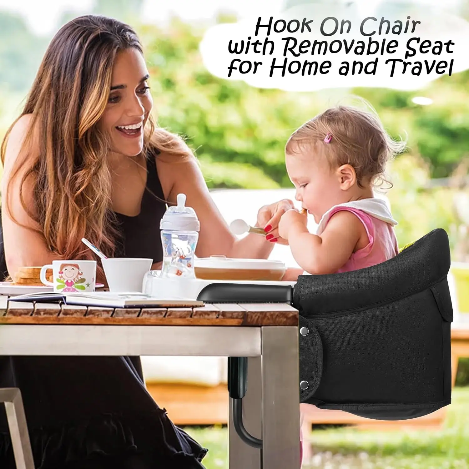 Hook On Chair Portable Baby Feeding Seat Attached to Table Clip On High Chair With Flat Storage Bag for Home and Travel
