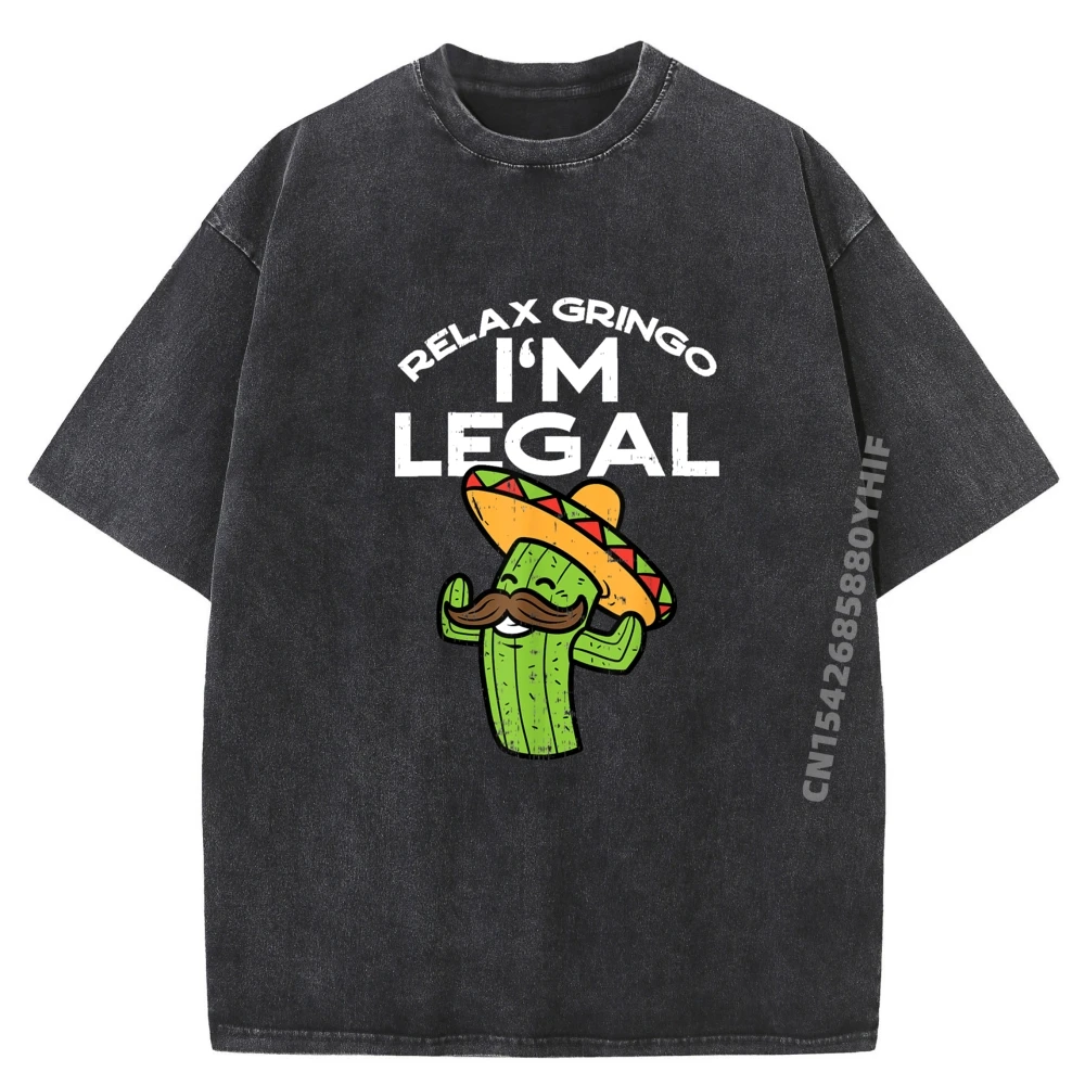 

Relax Gringo Im Legal Funny Cinco De Mayo Мексиканский иммигрант Мужская одежда Хлопковая стираная рубашка Мужские рубашки с рисунком