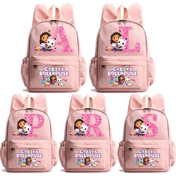 New Gabby Dollhouses Girls School Backpack Kawaii bambini zaino Cartoon Letter Printed Schoolbag Cute Girls School Supplies