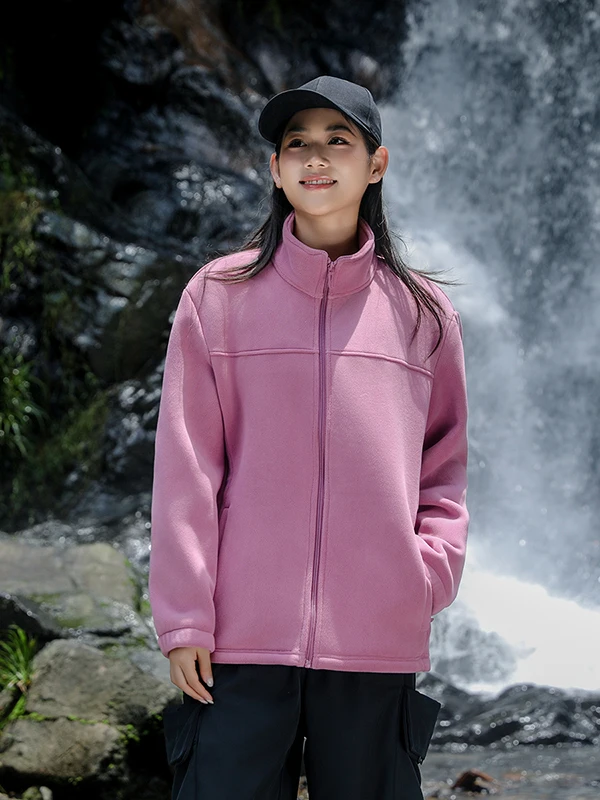 سترة خارجية دافئة من الصوف بلون واحد للجنسين مريحة وناعمة وأنيقة بتصميم عصري وأكمام طويلة وسحاب وجيوب #5