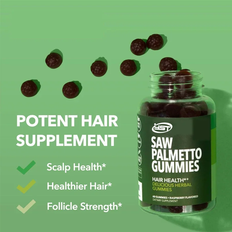 Saw Palmetto Men's 60 Gum Saw Palm Supplement and DHT Blocker for Hair Health and Male Pattern Baldness 60 Raspberry Vegetarian