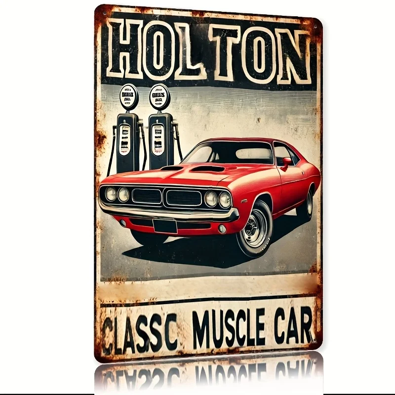 Room Decor A Vintage-Style Tin Sign Featuring Holton Cars, Made of Rustic Metal, Is an Choice for Wall Decoration in Homes, Bars