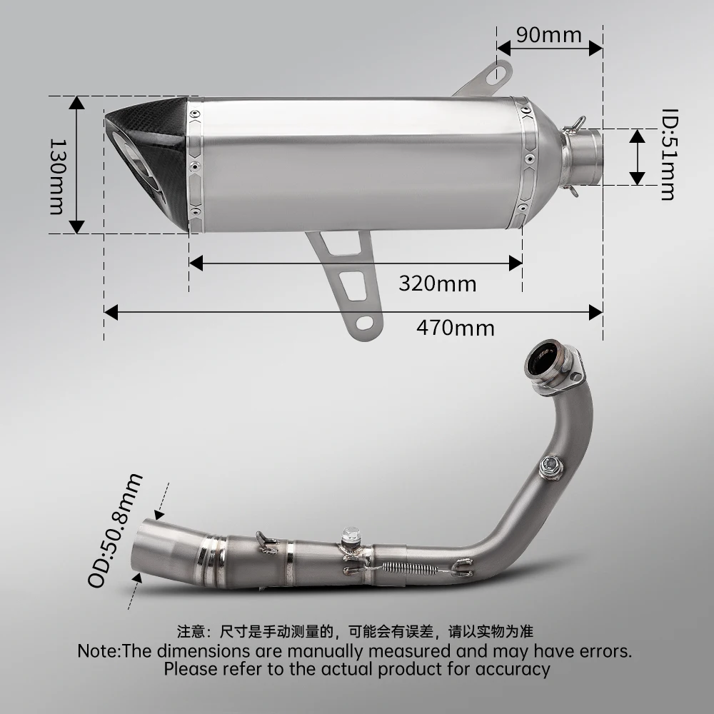 ZONTES 368G Slip On Motorcycle Exhaust Kit Titanium Full Exhaust Pipe Matched With Large Hex Tail Section
