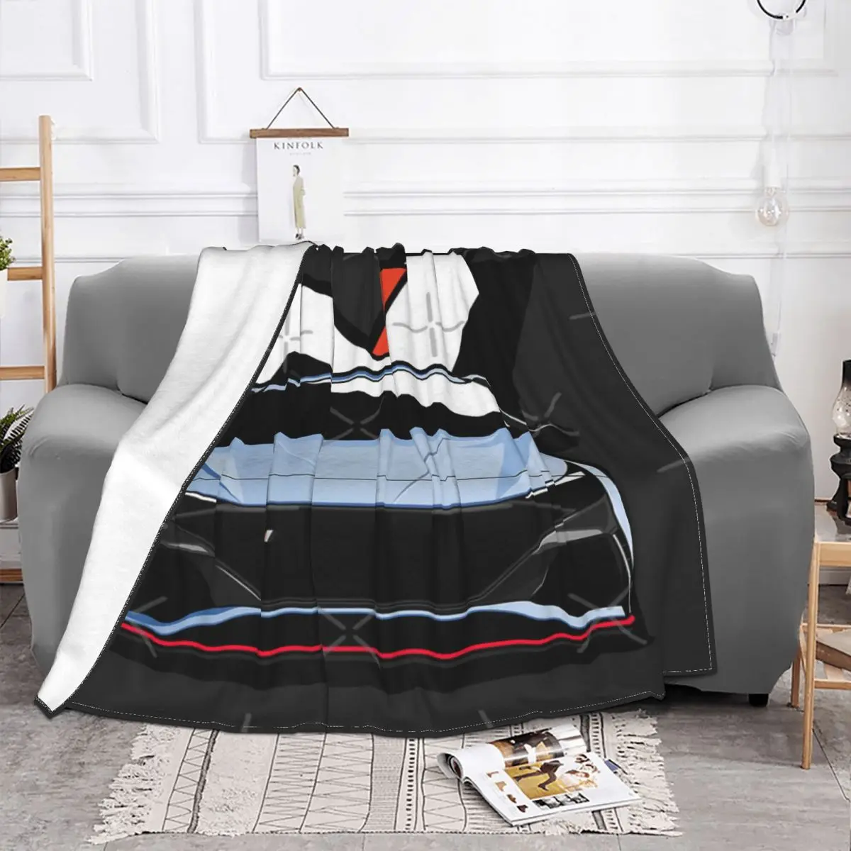 Hyundai Elantra N Performance Blue Blanket Bedspread On The Bed Soft Sofa Cover Keep Warm Decorative Sofa Blankets