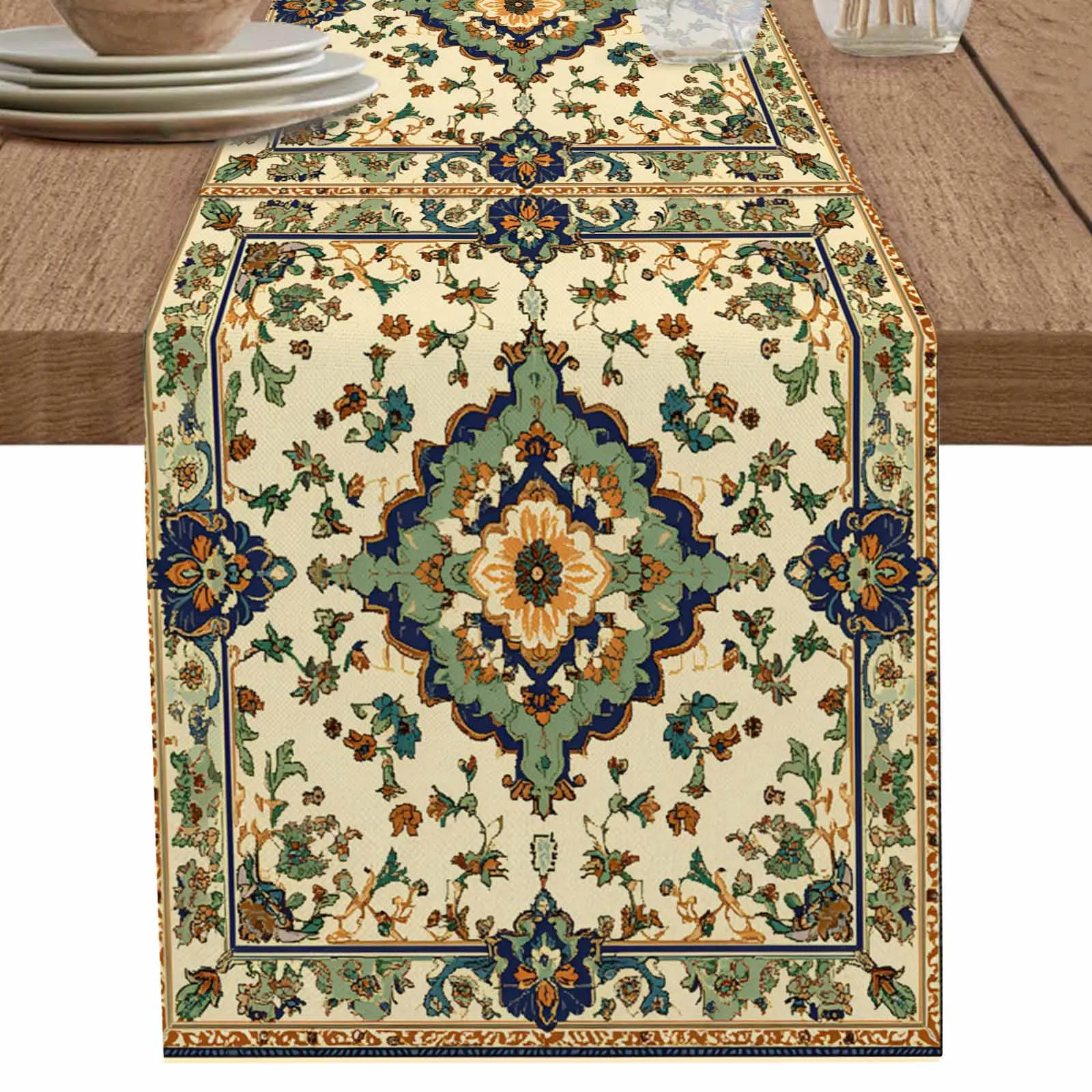 

Vintage Classical Traditional Flowers Linen Table Runner Wedding Party Spring Table Runners Dresser Scarf Decor