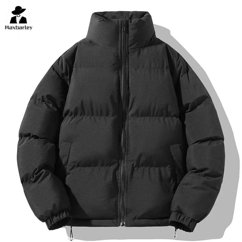 2024 Winter Jacket Men\'s Women\'s Casual All-match Solid Color Loose Stand Collar Warm Parka Korean Style Street Short Male Coat