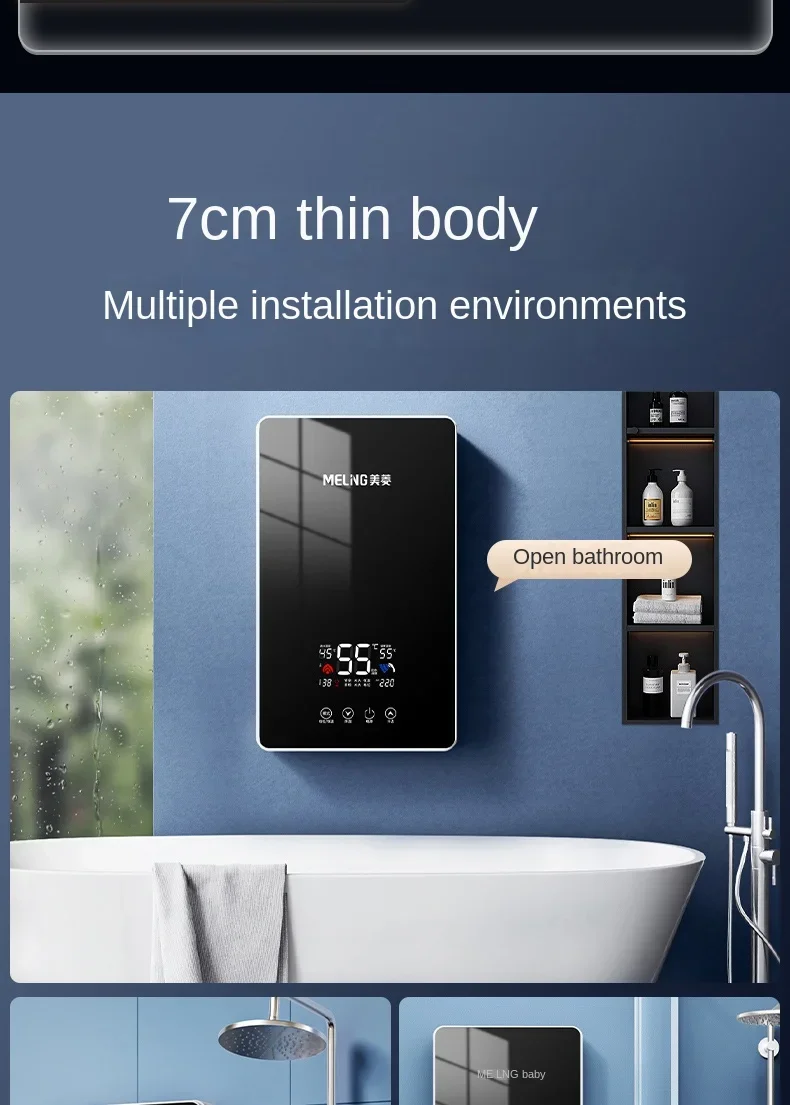 220 V elektrischer Warmwasserbereiter ohne Durchlauferhitzer für Badezimmer, Küche, Dusche, Temperaturregelung A