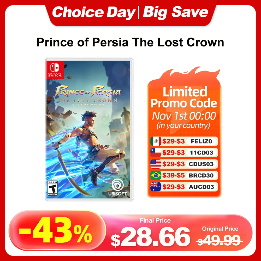 

Prince of Persia The Lost Crown Предложения игр Nintendo Switch 100% официальная физическая игровая карта Новая игра для Switch OLED Lite