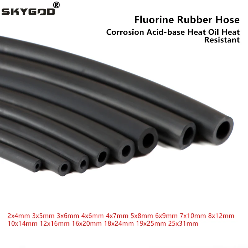 1~10m New Arrived Fluorine Rubber Hose FKM Tube ID 2~25mm Viton Tubing Corrosion Acid-base Oil Heat Resistant Fluororubber Tube