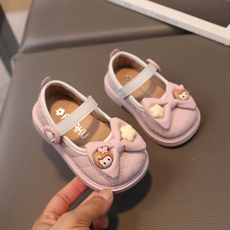 Fall 2023 Nieuwe Baby Schoenen Prinses Schoenen Voor Meisjes Zachte Bodem Antislip Strik Lederen Schoenen Baby Peuter Schoenen