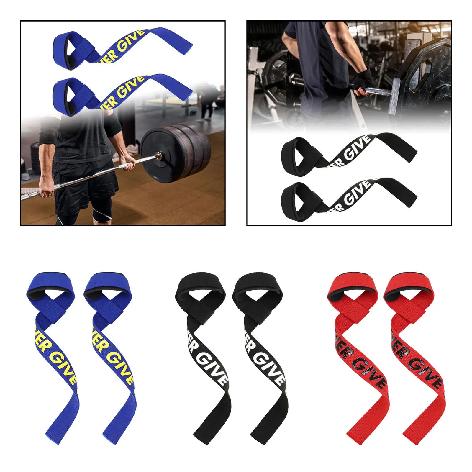 2x Weight Lifting Straps Gym Wrist Wraps for Workout Pull up Bodybuilding