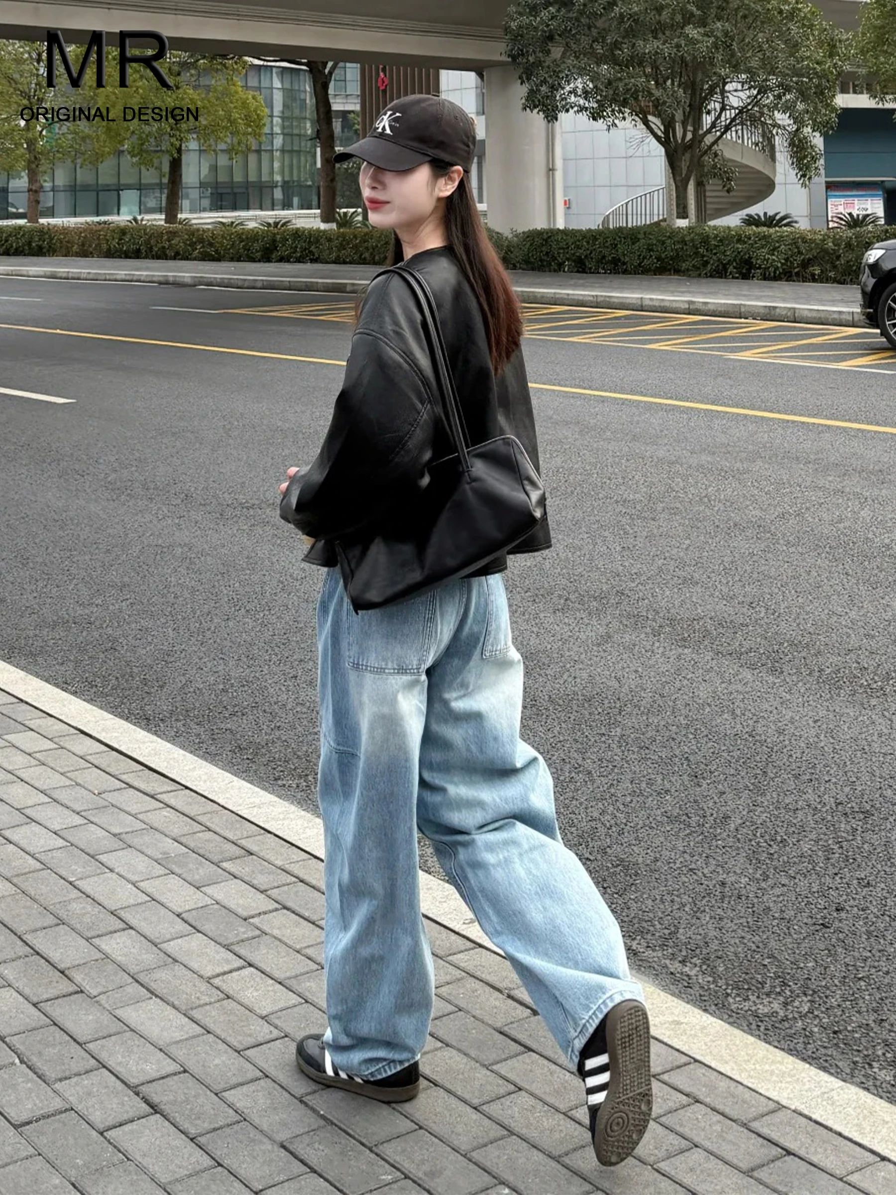 

Женские джинсы с высокой талией и широкими штанинами в американском ретро-стиле, свободные, стройнящие, длинные, повседневные, весна-лето