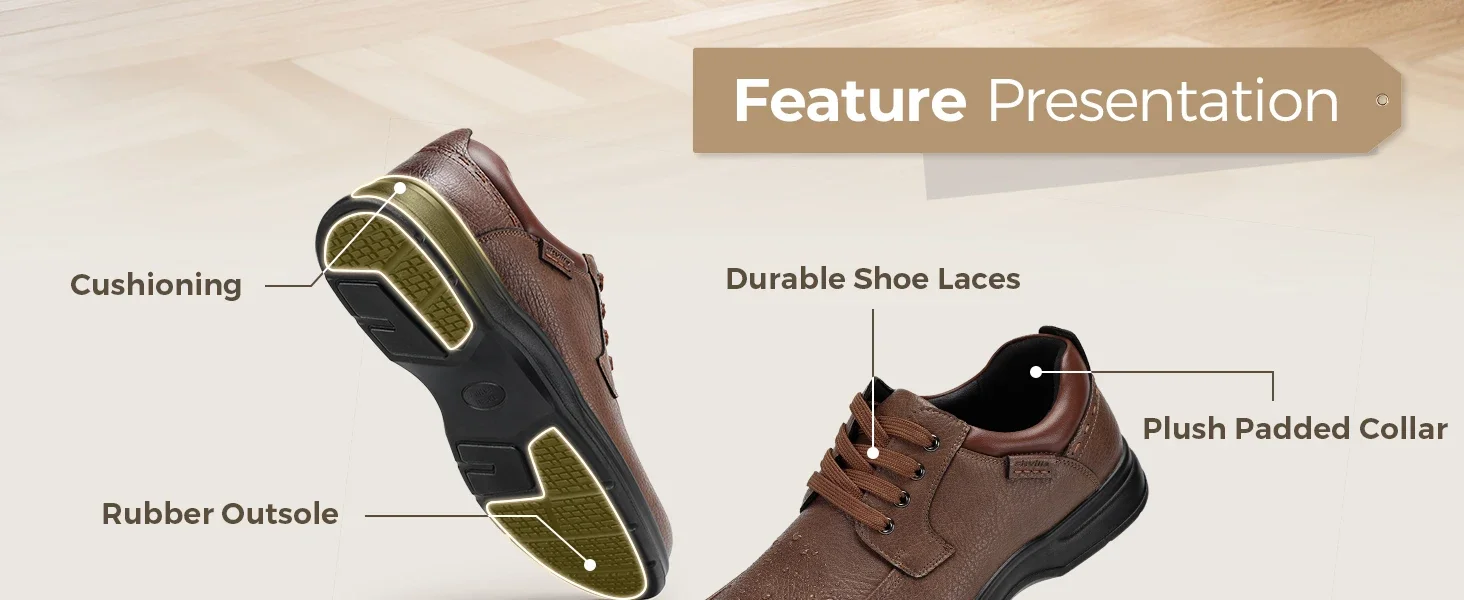 FitVille Herrenschuhe, breite Zehenpartie, leichte Oxford-Hochzeitsschuhe, lässige Business- und formelle Schuhe, Herrenschuhe zum Gehen, mit Fußgewölbestütze – Detail 4