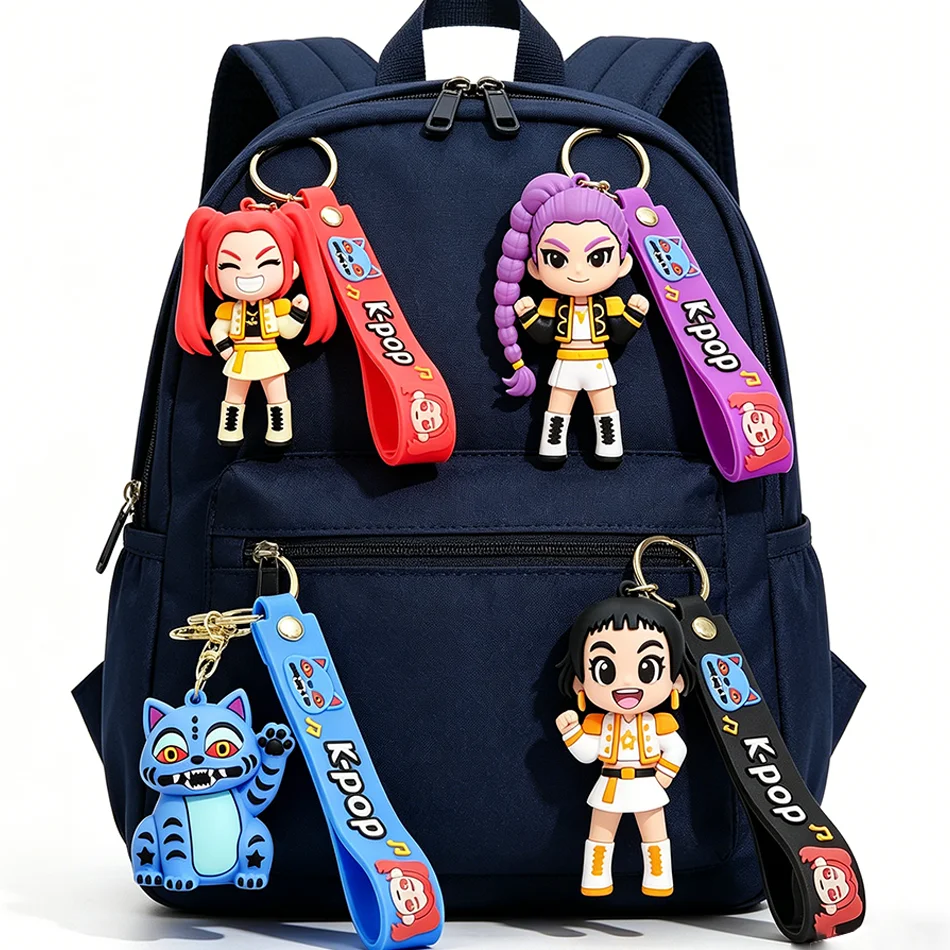 1-4 Pièces Porte-clés Figurines 3D Imprimées Anime Film KPOP Demon Hunters Filles Derpy, Modèles d'Action Tigre Mignons, Jouets de Collection, Cadeaux