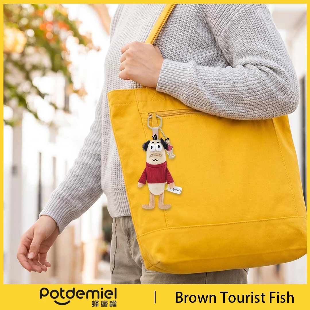 Potdemiel SpongeBob Tourist Fish Stuffed Bag Charm for Handbag Purse Humorous Casual Soft Cozy Teens Holiday Gift Room Decor view 3