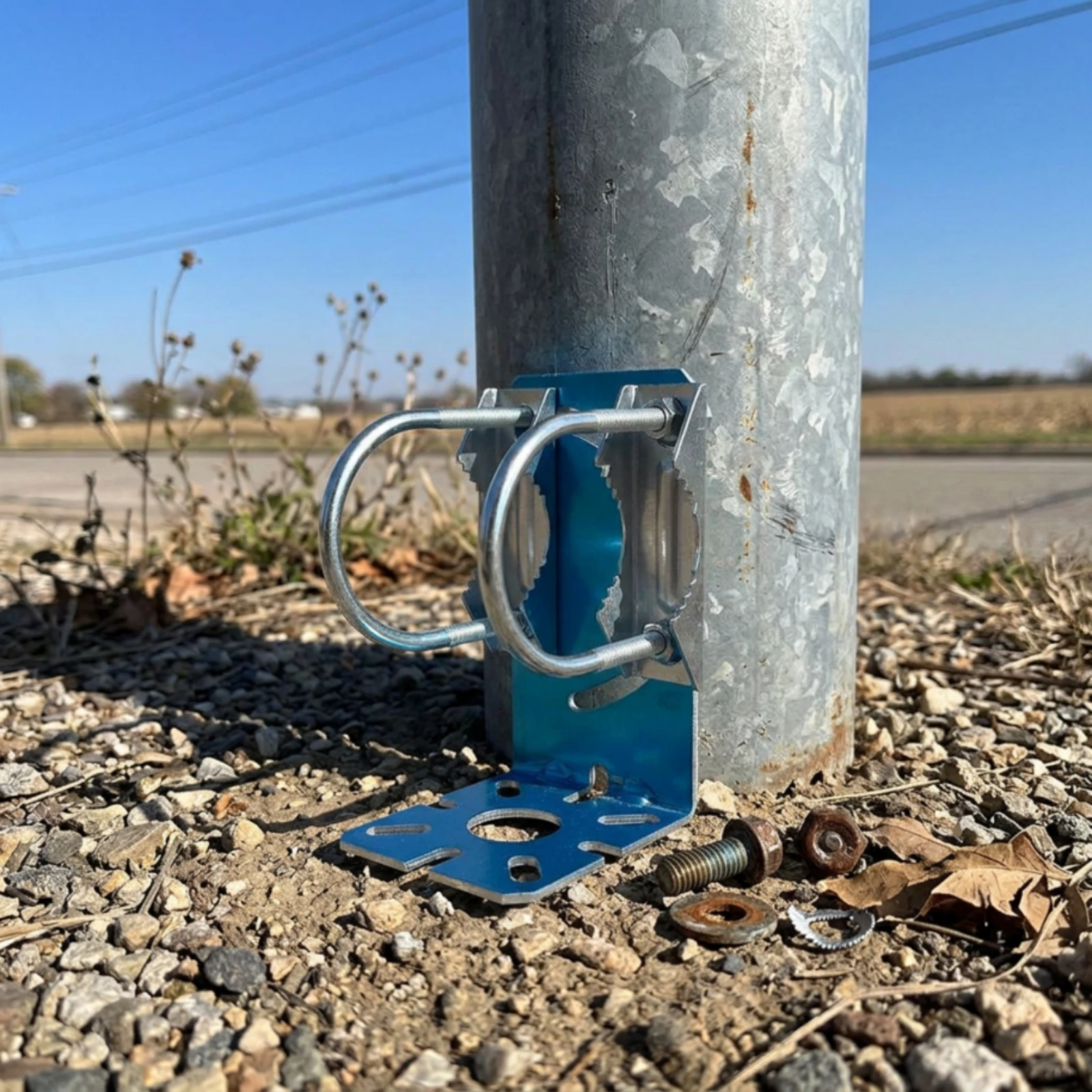 L-Shaped Bracket with U-Bolts Outdoor L Mounting Bracket with U-Bolt Antenna Mount Weatherproof Hardware Heavy Duty