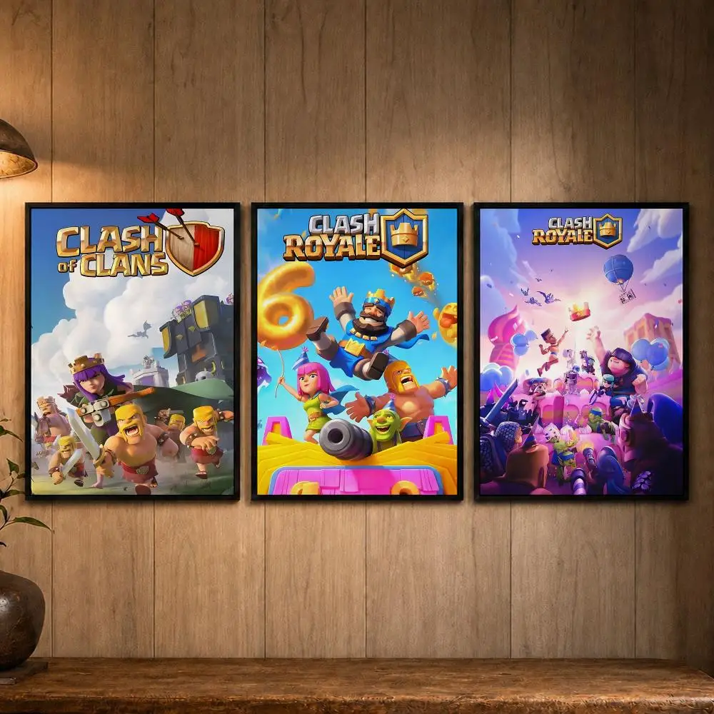 Wireless Game C-Clash of ClansS Poster Self-adhesive Art Poster Decoracion Painting Wall Art White Kraft Paper Home Decor