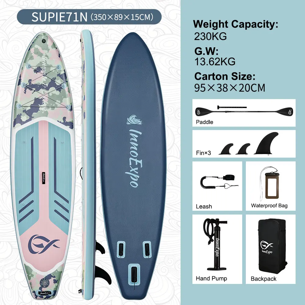 InnoExpo Opblaasbaar Stand Up Paddle Board Paddleboard Surfplank Surf Sup Board 320-350CM Antislip Watersport Paddle Board