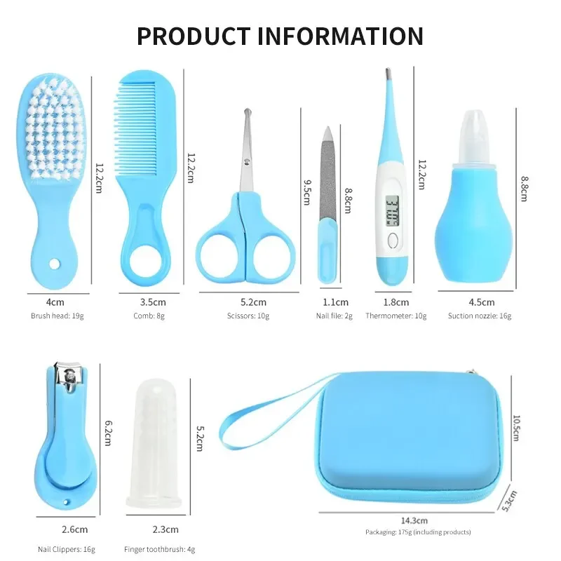 Nail Clippers Comb Massage Soft Bristle Brush Set Kit 8 PCS Child Care Cleaning Set Baby Brush and Comb Set