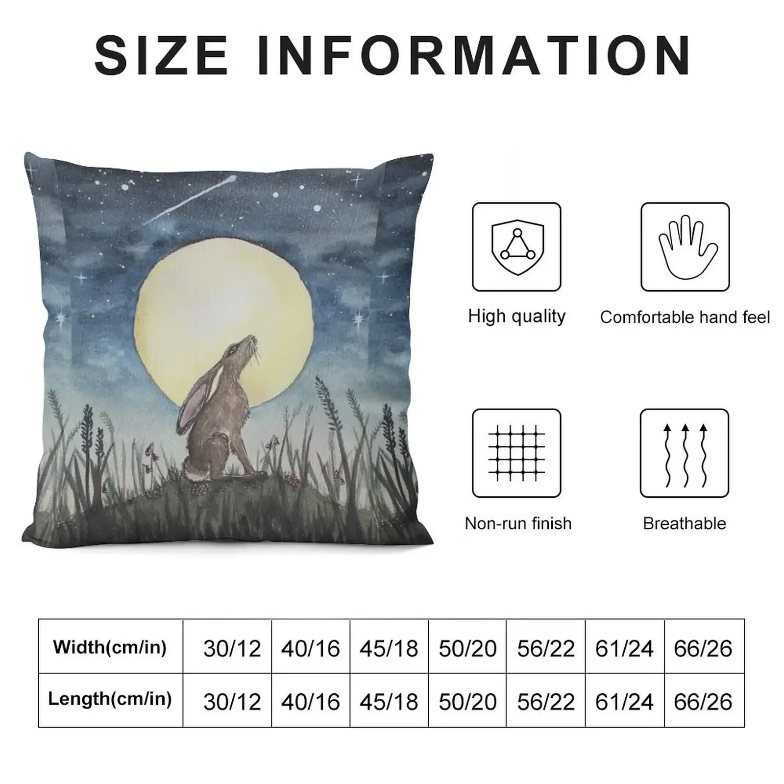 Moon Gazing Hare - Pete's Comet. Throw Pillow New year Rectangular Cushion Cover luxury decor autumn decoration pillow