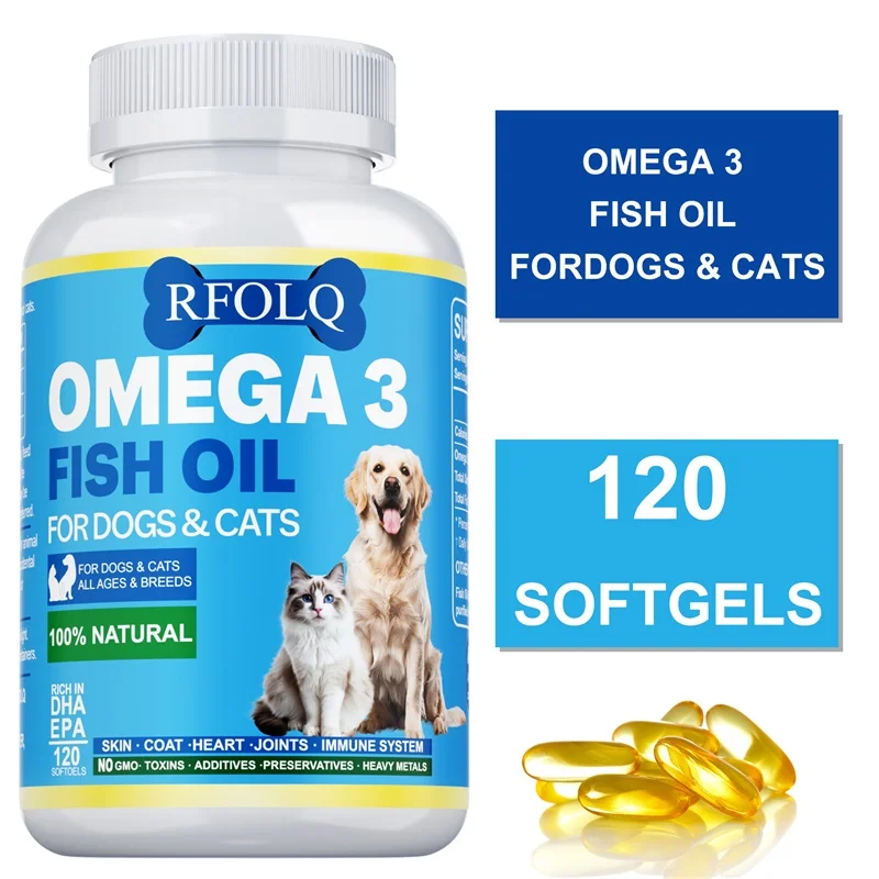 

Omega-3 Fish Oil Liquid Supplement for Dogs & Cats - Support Sensitive Skin, Eyes, Joints, Brain, Heart Health