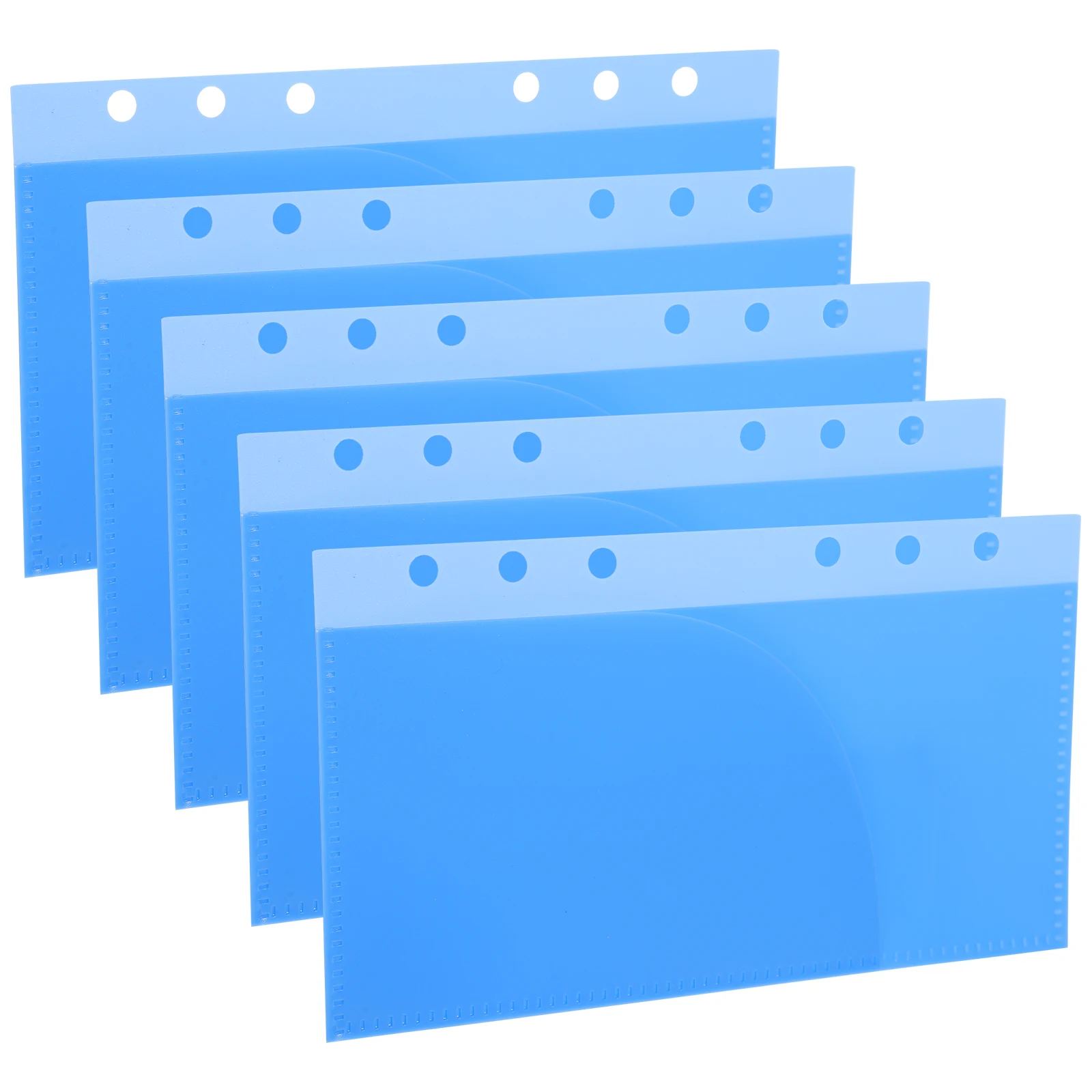 

5pcs A6 Blue PP Loose-leaf Divider Pocket Binder Dividers Multipurpose Transparent Bag for Budget Book Storage