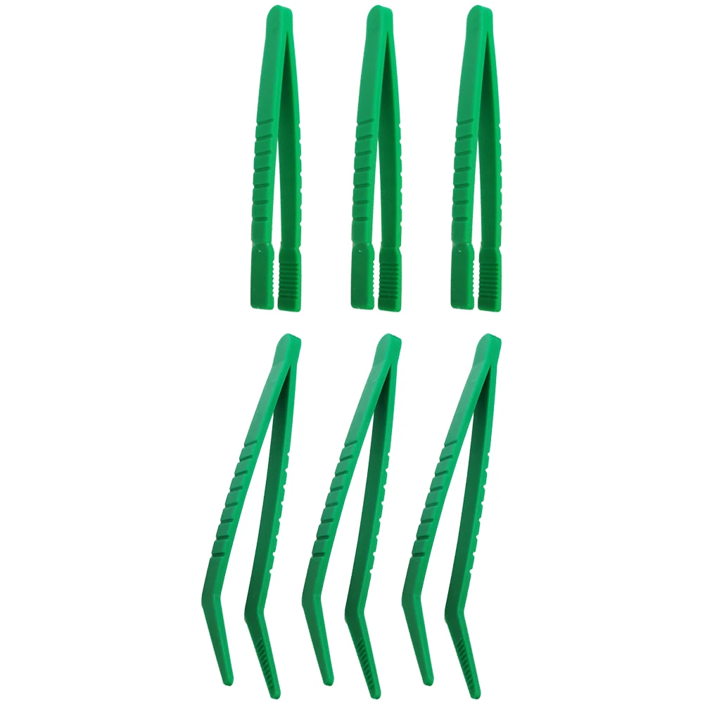 

6pcs Kids Tweezers Plastic Craft Flat Curved Head Beads Sorting Sensory Learning Motor Skills Child Play Educational Toys H