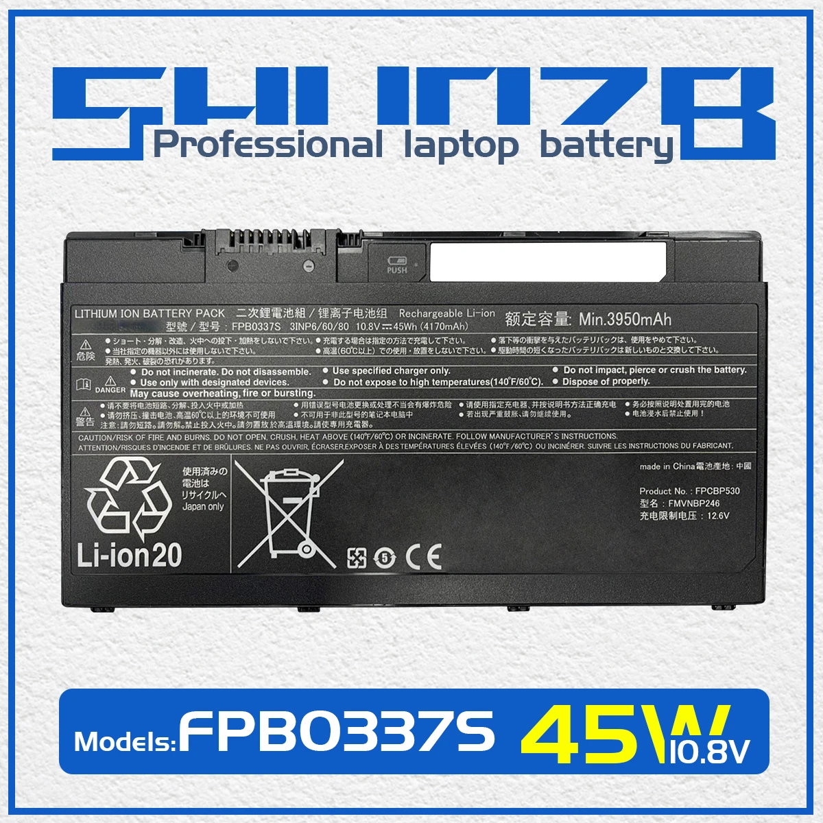 

SHUOZB FPB0337S Laptop Battery For Fujitsu LifeBook U727 P727 P728 Series CP753148 CP796669-01 FPCBP530 FMVNBP246 10.8V 45Wh