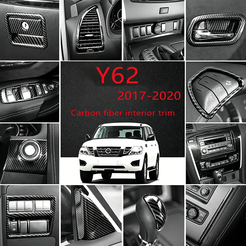 For 2017 and Later Nissan Patrol Y62 Carbon Fiber Textured Interior Trim High-end and Sophisticated Armada Interior Modification