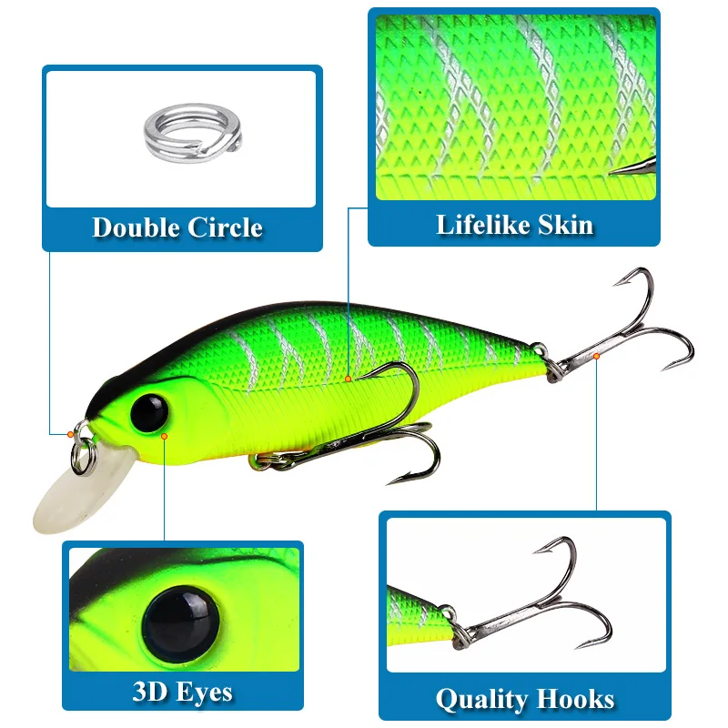 1 sztuk wysokiej jakości Minnow przynęty 90mm 11g Crankbait Fishing Lure woblery 3D oczy sztuczne twarde pesca Bass Tackle — zdjęcie 5