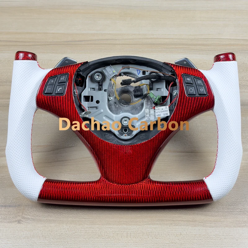 Glossy Red Carbon Carbon Fiber Steering Wheel For BMW E93 320i 325i 330i 335i 330d 2007-2010 Forged Carbon Racing Custom Style