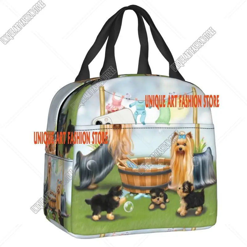 Custom Yorkshire Terrier Dog Lunch Bag Men Women Yorkie Lover Warm Cooler Insulated Lunch Boxes for Student School