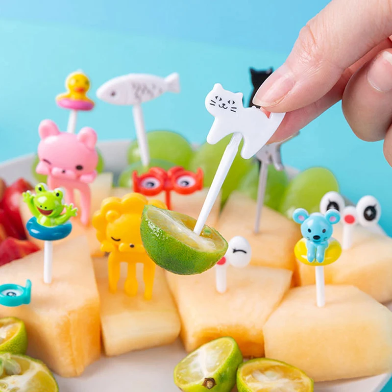 10/8/6Pc/Bento Animal Farm Dinosaur Fruit Fork Mini Cartoon Children Snack Cake Dessert Food Toothpick Bento Lunches Party Decor