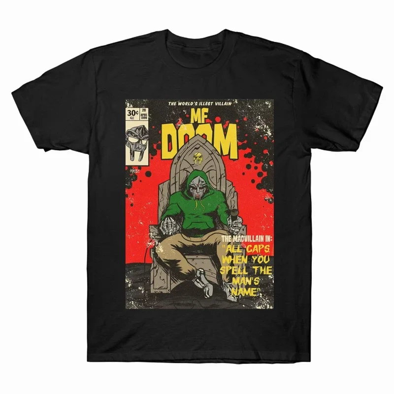 MF DOOM Rapper Graphic Cotton T-shirt Unisex Daily Casual Tops Fashion All-matched Loose Black White Tees Men Women Short Sleeve