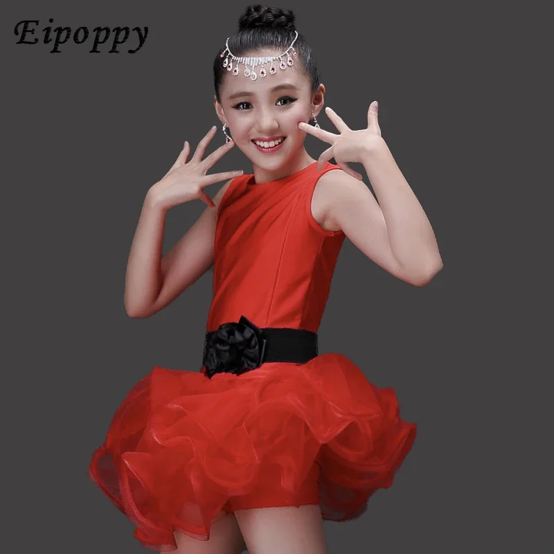 New children's female Latin dance costumes dance show skirt dress competition practice suit grading service short-sleeved