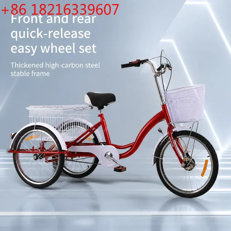Vegetable Basket Tricycle for Elderly Adults 20 24 Inch Variable Speed Pedal Trike