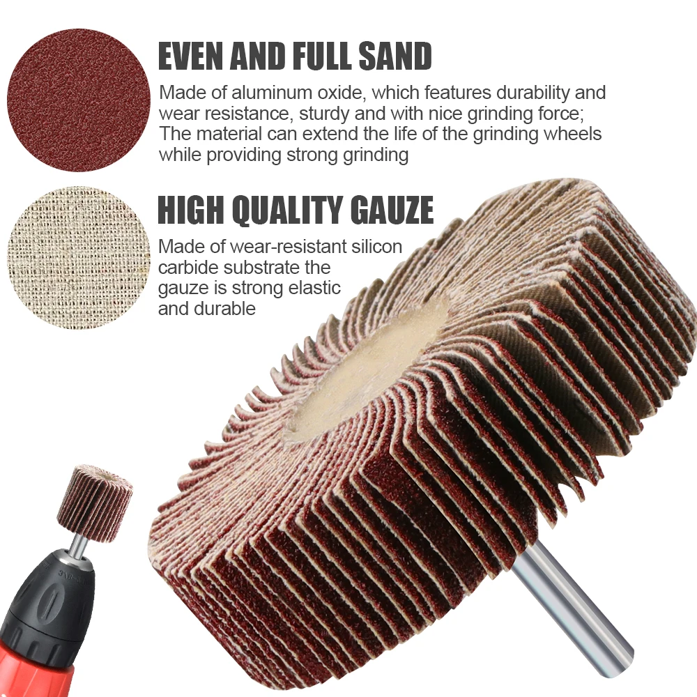 CMCP 1Pc 25-80mm 80Grit Sanding Flap Wheel Disc 3.0mm Shank Shutter Polishing Wheel For Dremel Rotary Tools Abrasive Tools
