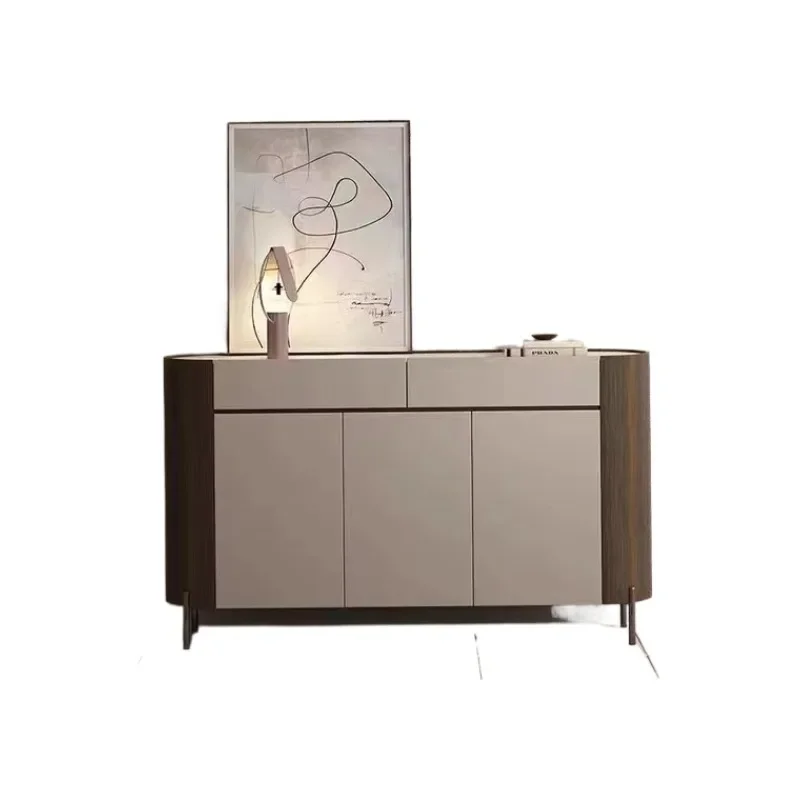 

Light luxury Italian smoked color dining side cabinet model house entrance entrance cabinet