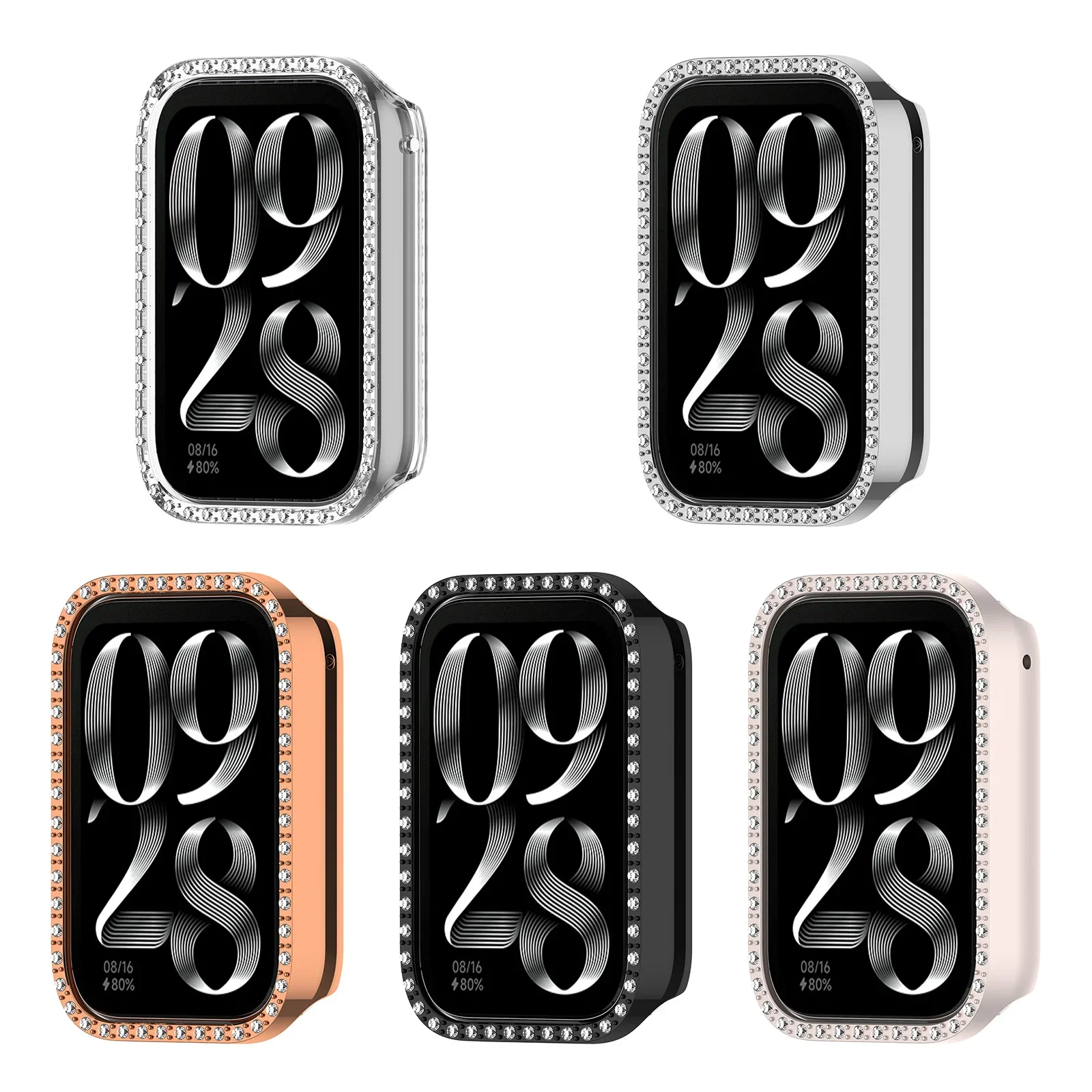 Diamond studded PC protective case for Xiaomi Mi Band 9 Pro Smart watch Hollow Bumper for Mi band 9pro Protect Shell Accessories