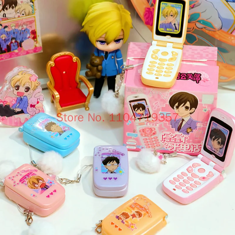 In Stock School Host Club Voice‑Recording Cell Phone Charm Blind Box Cute Anime Figure Ornament Collection Model Toys Gift